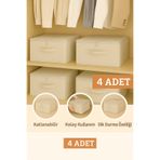 Spartek home textile 4 lü KREM Destekli Hurç Büyük Boy – Fermuarlı Katlanabilir Saklama ve Düzenleme Kutusu 42x35x23cm