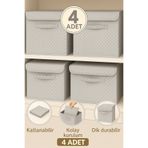 Spartek home textile 4Adet-KAPAKLI Desenli Dolap İçi Çamaşır Oyuncak Düzenleyici Katlanır Kapaklı Saklama Kutusu 30x30x30