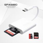 Spasibo Port Sdconnect | Usb-C / Type-C - Sd Kart ve Micro Sd Kart Okuyucu ile Iphone, Ipad, Android & Macbook’a Hızlı Fotoğraf ve Video Aktarımı - Beyaz
