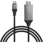 Spasibo Type-C To HDMI Kablo 4K 30Hz 1.8 Metre - Telefon ve Bilgisayarı Tv'ye Bağlama Görüntü Aktarım Kablosu (Siyah) - Siyah - Gri