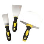 Spatula seti, 3 adet paslanmaz çelik boya spatulası seti, macun bıçağı spatula seti, plastik saplı paslanmaz çelik yüzey spatulası, duvar kağıdı, alçıpan ve alçı kazıma için alçı spatula