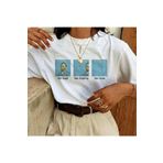 spearly Kadın Oversize Tişört – Yazlık Basic – Van Gogh Baskılı – %100 Pamuk Penye – Beyaz T-shirt