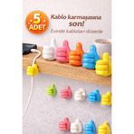 Special Action 5 ADET Mini Başparmak Kablo Tutucu Yapışkanlı Duvar Masa Kablo Düzenleyici Şarj Sabitleyici