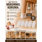 Special Action Silikon Sandalye Masa Ayak Koruyucu 12’li Kaydırmaz Çizdirmez Mobilya Pabuç - BEYAZ