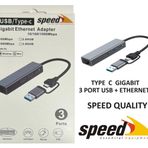 Speed Uet01 10-100-1000 Usb - Type C 3 Port Usb 3.0 Coklayici Gigabit Ethernet Cevirici
