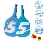 Speedminton Licht Ahşap Plaj Küreği 2 Oynatıcı Set – 2 Top & 1 Orijinal Fun Speeder Birdie – Smashball & Beach Tenis için mükemmel alternatif