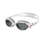 Speedo Unisex Biofuse 2.0 Yüzme Gözlüğü | Patentli Kolay Ayarlama | Buğu Önleyici | Sızıntı Önleyici | Gelişmiş Uyum | Geliştirilmiş Konfor, Beyaz/Kırmızı/Açık Duman, Tek Beden
