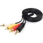 Speeduf 3.5mm To 3xrca Av Ses Görüntü Kablosu 1.5m Uzun Jackli Tv Discman Müzik Çalar Uyumlu