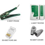 Speeduf Kablo Sıkma Pensesi + Network Tester + 50 Adet Cat6 RJ45 Jack + 50 Adet RJ45 Cover Seti