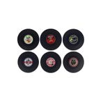 SPELT 6 Adet Vinil Plak Görünümlü Retro Tasarım Konsept Kaydırmaz Bardak Altlığı 10,5 cm