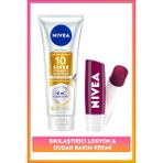 SPF15 Super10 Aydınlatıcı,Sıkılaştırıcı Vücut Losyonu 170ml ve Böğürtlen Renkli Dudak Bakım Kremi