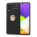 Spia Samsung Galaxy A22 4G Kılıf Siyah-Gold Draco Yüzüklü Silikon Orijinal Esnek İnce Geliştirilmiş Dayanıklı Darbe Karşıtı Koruyucu Yeni Nesil Tasarım (Samsung Galaxy A22 4G, Siyah-Gold)