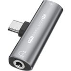 Spibicyy 2ın1 USB Type-C - USB C/3.5mm Kulaklık Adaptörü Kulaklık Dac Ses Dönüştürücü 32BIT/384KHZ Dijital Dekoder PD27W Gri (Yurt Dışından) - Renkli
