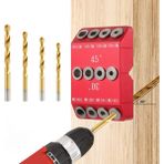 Spibicyy Açılı ve Düz Delik 30/45/90 ° Açılı Matkap Deliği Kılavuzu Jig, Kablo Korkuluk Gecikmesi Vida Delme Şablonu, 4 Matkap Ucu (Yurt Dışından)