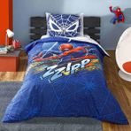 Spider Man Blue City Lisanslı Karakter Baskılı%100 Pamuk Nevresim Takımı, Çok Renkli, Tek Kişilik (Nevresim: 160X220 Cm/lastikli Çarşaf: 100X200 Cm / 1 Adet Yastık Kılıfı: 50X70 Cm)