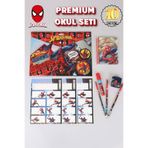 Spiderman Lisanslı 10 Parça Kırtasiye Seti, Çıtçıt Dosya, Okul Etiketi, Bloknot, 3 Adet Kurşun Kalem, Kırmızı
