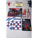 Spiderman Lisanslı 14 Parça Kırtasiye Seti, Çıtçıt Dosya, Okul Etiketi, Bloknot, Kurşun Kalem, Kırmızı