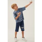 SPIDERMAN Lisanslı D4877 Bug T-shirt Ve Kapri Alt Üst Erkek Çocuk Takımı Mavi