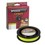SpiderWire Stealth 8lb Örgü + Trilene%100 Florokarbon Çift Makara, Hi-Vis Sarı/Şeffaf, Superline Mono Eşit: 3,6 kg