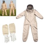 spier Arıcı kıyafeti, profesyonel arıcı kıyafeti, kahverengi uzay kıyafeti, kendinden destekli duvak, koruyucu eldiven dahil, havalandırmalı pamuk, L/XL/XXL