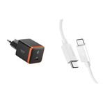 Spigen 30W USB-C Ultra Mini Hızlı Şarj Aleti Samsung PPS/Isı Düşürücü GaN Destekli Akım Korumalı Güç Adaptörü iPhone & Android & iPad & MacBook Type-C Black Spigen USB-C to USB-C 2 Metre Kablo 60W