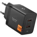 Spigen 47W Usb-C 2 Port Mini Hızlı Şarj Aleti Samsung Pps 2.0 / Isı Düşürücü Gan Pro Akım Korumalı Pd 3.0 / Scp / Fcp Protokol Güç Adaptörü İphone & Android & İpad & Macbook Type-C Black