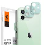 Spigen Apple iPhone 12 mini ile Uyumlu Kamera Lens Camı Koruyucu GLAS.tR Optik (2 Adet) Green - AGL02463
