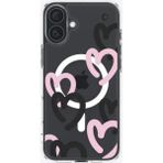 Spigen Apple iPhone 16 ile Uyumlu ince MagSafe Kılıf Ultra Hybrid Sararmaya Dayanıklı DuraClear™ Hava Kanalı Teknolojisi™ Askeri Sınıf Koruma MagFit Hearts Black Pink Tasarım Kapak - ACS08278