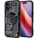 Spigen Apple iPhone 16 Plus ile Uyumlu ince MagSafe Kılıf Ultra Hybrid Sararmaya Dayanıklı DuraClear™ Hava Kanalı Teknolojisi™ Askeri Sınıf Koruma MagFit Zero One Black Tasarım Kapak - ACS08078