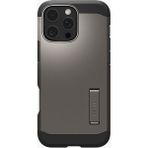 Spigen Apple iPhone 16 Pro ile Uyumlu Ekstra Dayanıklı MagSafe Kılıf Tough Armor Ai Hava Kanalı Teknolojisi™ Askeri Sınıf Koruma MagFit KickStand'lı Gunmetal Çift Katman Kapak - ACS08145