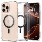 Spigen Apple iPhone 16 Pro ile Uyumlu ince MagSafe Kılıf Ultra Hybrid Sararmaya Dayanıklı DuraClear™ Hava Kanalı Teknolojisi™ Askeri Sınıf Koruma MagFit Carbon Fiber Şeffaf Kapak - ACS08131