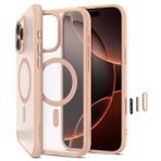 Spigen Apple iPhone 16 Pro ile Uyumlu ince MagSafe Kılıf Ultra Hybrid T Force Kamera Butonu Sararmaya Dayanıklı DuraClear™ Hava Kanalı Teknolojisi™ Askeri Sınıf Koruma Frost Rose Mat Kapak - ACS09071