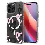 Spigen Apple iPhone 16 Pro Max ile Uyumlu ince MagSafe Kılıf Ultra Hybrid Sararmaya Dayanıklı DuraClear™ Hava Kanalı Teknolojisi™ Askeri Sınıf Koruma MagFit Hearts Black Pink Tasarım Kapak - ACS08272