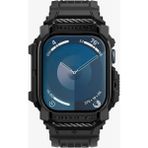 Spigen Apple Watch 46mm Seri 11/10 ile uyumlu Kılıf & Kordon Kayış Rugged Armor Pro Matte Black - ACS08604