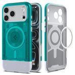 Spigen iPhone 17 Pro ile Uyumlu MagSafe Kılıf Classic C1 Hava Kanalı Teknolojisi™ Askeri Sınıf Koruma MagFit Bondi Blue iMac Tasarım Kapak - ACS09961
