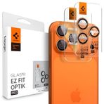 Spigen iPhone 17 Pro Max / 17 Pro / 16 Pro Max / 16 Pro / 15 Pro Max / 15 Pro / 14 Pro Max / 14 Pro ile uyumlu Kamera Lens Camı Koruyucu Kolay Kurulum Glas.tR EZ Fit Optik Pro (2 Adet) Orange-AGL10123