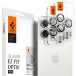 Spigen iPhone 17 Pro Max / 17 Pro / 16 Pro Max / 16 Pro / 15 Pro Max / 15 Pro / 14 Pro Max / 14 Pro ile uyumlu Kamera Lens Camı Koruyucu Kolay Kurulum Glas.tR EZ Fit Optik Pro 2 Adet White T. AGL07165