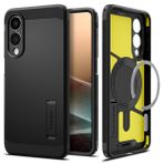 Spigen Samsung Galaxy S25 Edge ile Uyumlu Ekstra Dayanıklı Kılıf Tough Armor Ai Hava Kanalı Teknolojisi™ Askeri Sınıf Koruma MagFit özellikli KickStand'lı Black Çift Katman Kapak - ACS09422