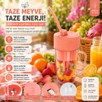 Spinx Kişisel Mini Şarjlı Blender Kablosuz Smoothie Karıştırıcı ve Taşınabilir Sıkacak - Pembe