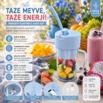 Spinx Şarjlı Taşınabilir Blender Smoothie Makinesi 420 ml Portatif Meyve Sıkacağı Bardağı - Mavi