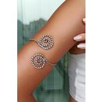 Spiral Şekilli Gümüş Kaplama El Yapımı Ayarlanabilir Kol Bilekliği Pazılık