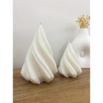 Spiral Tasarım Doğal Soya Wax Dekoratif Mum 2’li Set (12 cm & 9 Cm) – Minimalist & Hediyelik - Beyaz