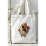 Spitz Köpek Baskılı Bez Çanta Omuz Çantası Kişiye Özel Model 11