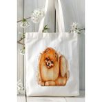 Spitz Köpek Baskılı Bez Çanta Omuz Çantası Kişiye Özel Model 7
