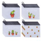 Spldsun 20 adet evrak çantası, 21 x 17 cm, fermuarlı plastik dosya çantası, A6, B6, su geçirmez, buzlu, kırtasiye malzemeleri, belgeler, kozmetik ürünleri için (kaktüs, 4 çeşit)