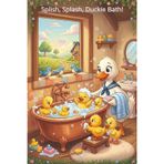 Splish, Splash, Duckie Bath!: Back to school cute baby duck journal wide ruled for kids child. The cottage bathroom is alive with cheerful calls and water bubbles!