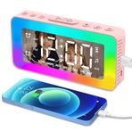 SPLITSKY Çocuklar Çalar Saat, Beyaz Gürültü Uyku Yardımı, 8 Modlu RGB Gece Lambası ile Başucu Saati, Günlük/Hafta İçi/Hafta Sonu Modu, Çift Çalar Saat, USB Bağlantı Noktası, Dimmer, Zamanlayıcı,