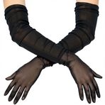 Spooktacular Creations Cadılar Bayramı Kadın Opera Eldivenleri, Şeffaf Siyah Eldiven Tül Mesh Eldiven Yetişkinler için, Cadılar Bayramı Kostüm Dans Partisi