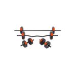 Spor 30 kg (150 cm) Düz Bar + Z Bar Dambıl Dumbell Ağırlık Halter Full Set Kırmızı Kapaklı Dayanıklı Set