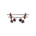Spor 30 kg (150 Cm) Düz Bar + Z Bar Dambıl Dumbell Ağırlık Halter Full Set Kırmızı Kapaklı